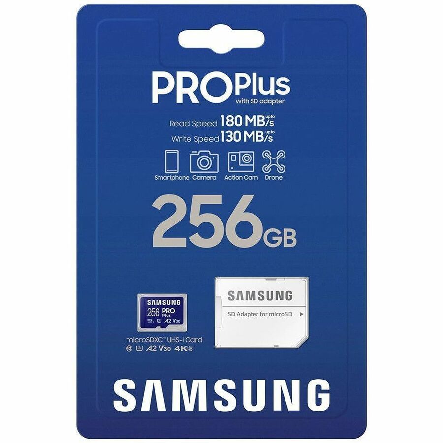 Samsung PRO Plus 256 GB Class 10/UHS-I (U3) V30 microSDXC - 1 Pack