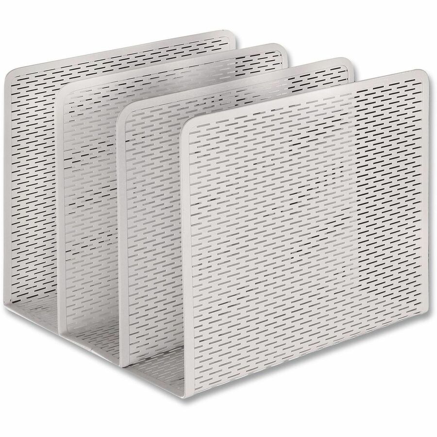 Artistic Urban Coll. Punched Metal File Sorter - 3 Compartment(s) - 7.25" Height x 8" Width x 8" Depth - Desktop - Wear Resistant, Scratch Resistant, Reinforced, Rounded Edge, Durable, Compact, Heavy Duty - Satin - White - Metal, Perforated Steel - 1 Each