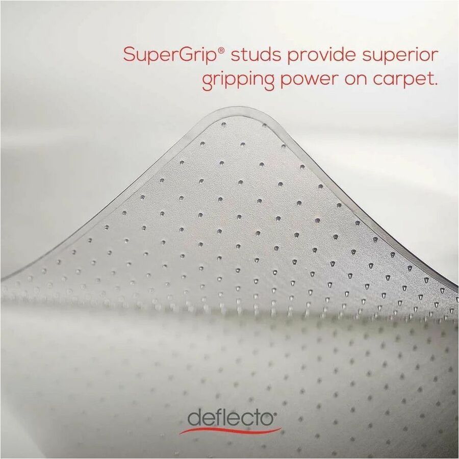 Deflecto SuperMat Medium Pile Carpet Chairmat - Medium Pile Carpet, Commercial, Home Office, Indoor, Floor - 48" Length x 36" Width - Rectangular - Vinyl - Clear - 1 Each