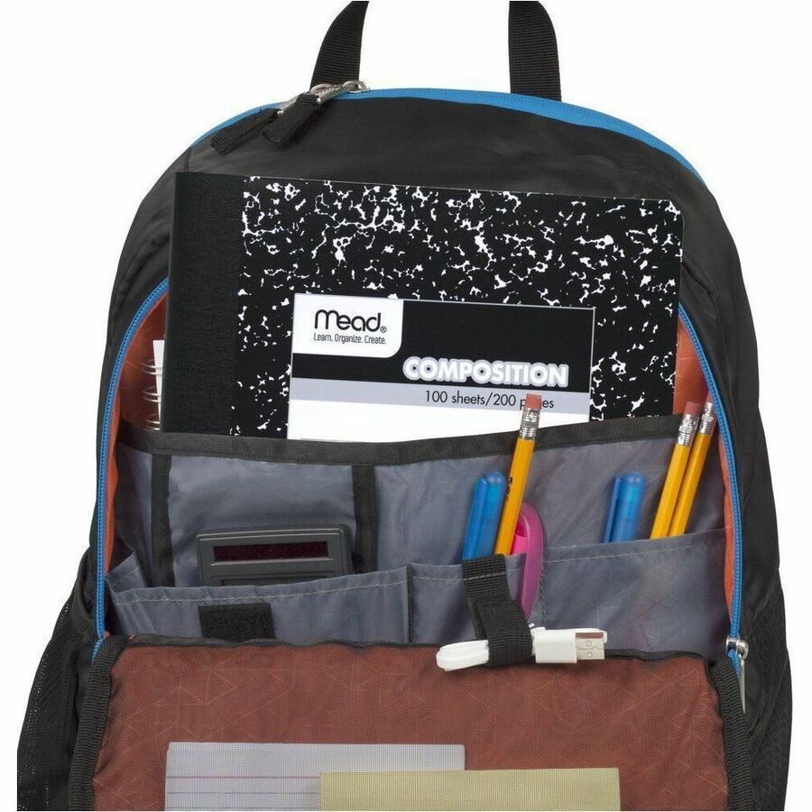 Mead Wide Ruled Composition Book - 1 Subject(s) - 100 Sheets - 200 Pages - Sewn - Legal/Wide Ruled Front Ruling - 20 lb Basis Weight - White Paper - Black Marble Marble Paper Cover - Reference Page, Double Sided Sheet, Conversion Table, Undated, Opaque, M