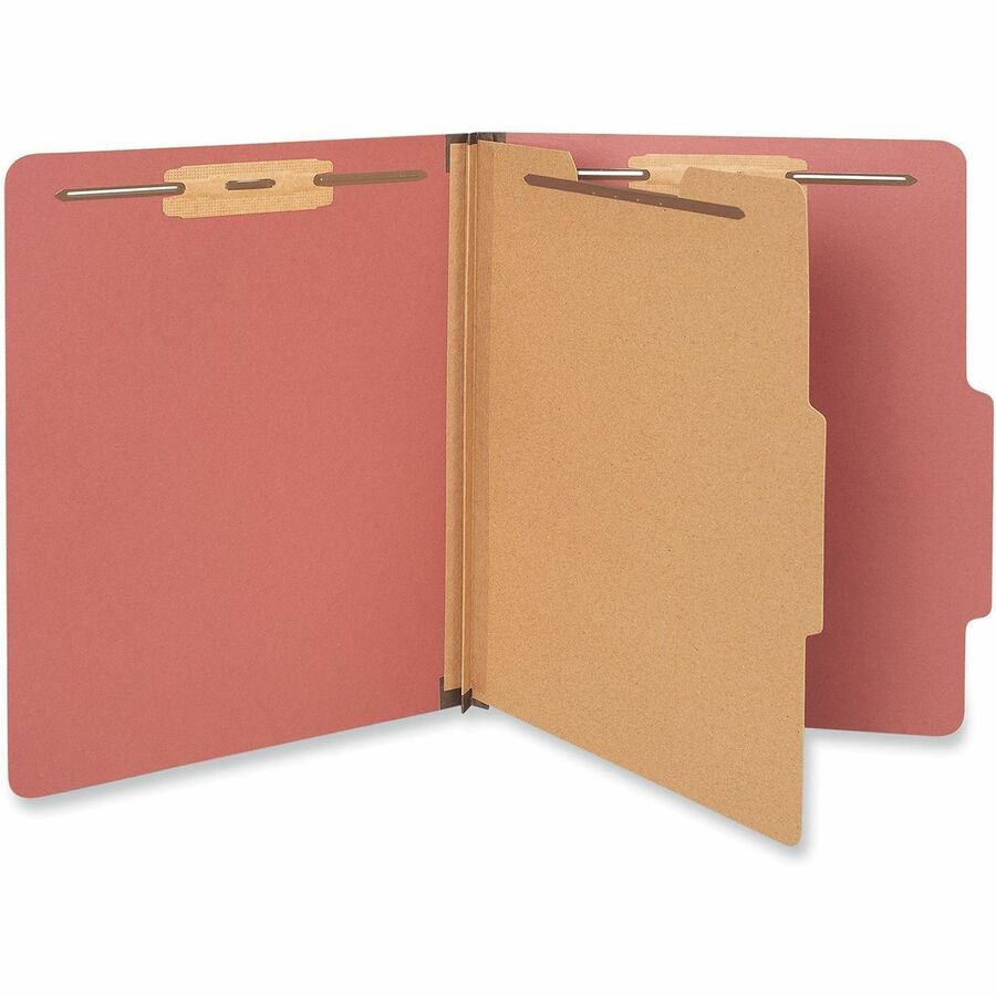 Universal 2/5 Tab Cut Letter Classification Folder - 2" Expansion - 4 Fastener(s) - 2" Fastener Capacity - Top Tab Location - Right of Center Tab Position - 1 Divider(s) - Red - 10 / Box