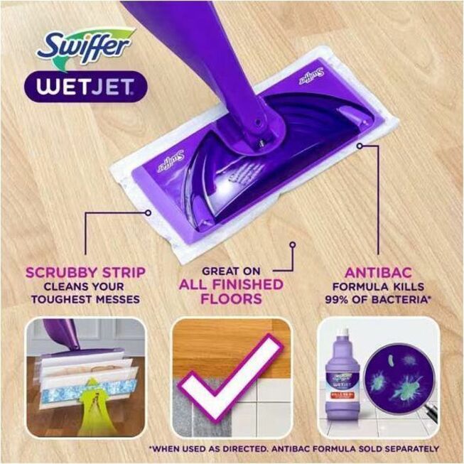 Swiffer WetJet Wood Floor Cleaner Solution Refill - For Wood Floor - 40.6 fl oz (1.3 quart) - Recommended For: Bacteria Remover, Dirt Remover, Grime Remover - Quick Drying - Purple - 1 Bottle