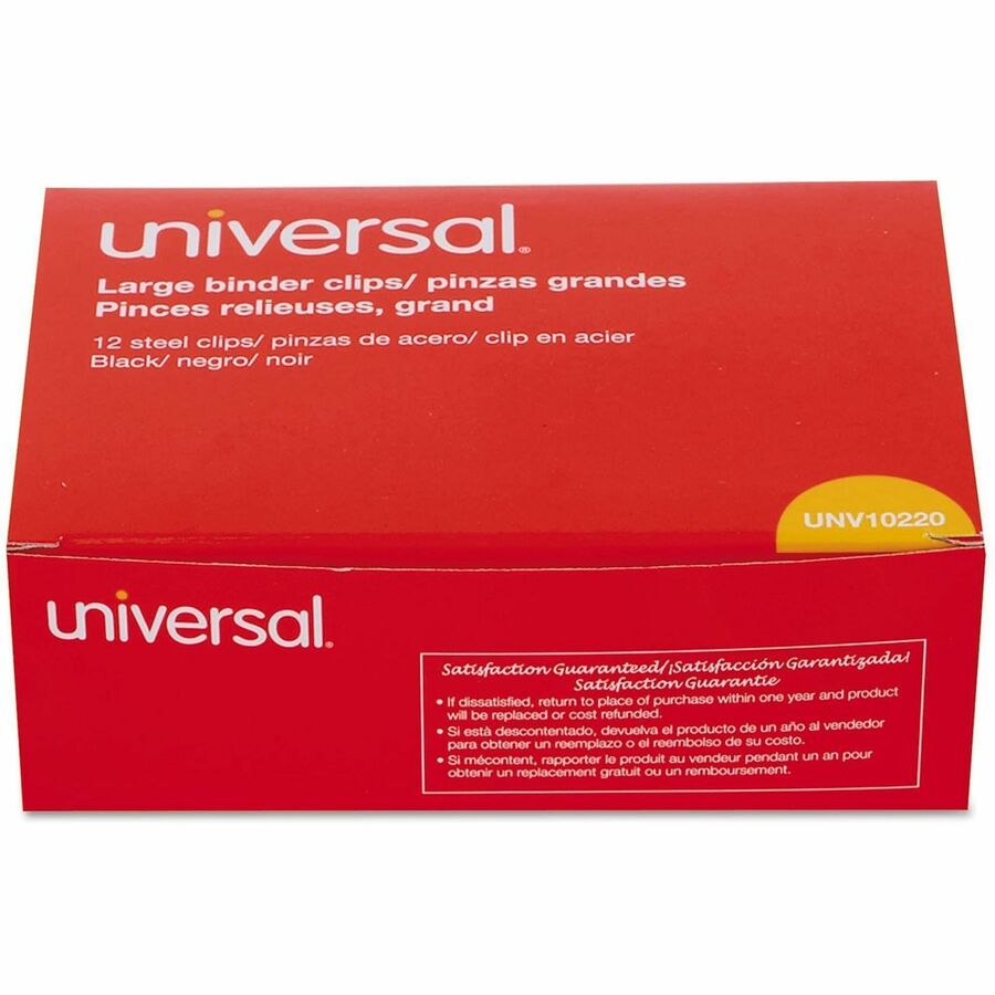 Universal Binder Clip - Large - 2" Width - 1" Size Capacity - for Paper, Binder, School, Home - Sturdy, Foldable Handle, Removable Handle - Black, Silver - Steel Wire - 12 / Box