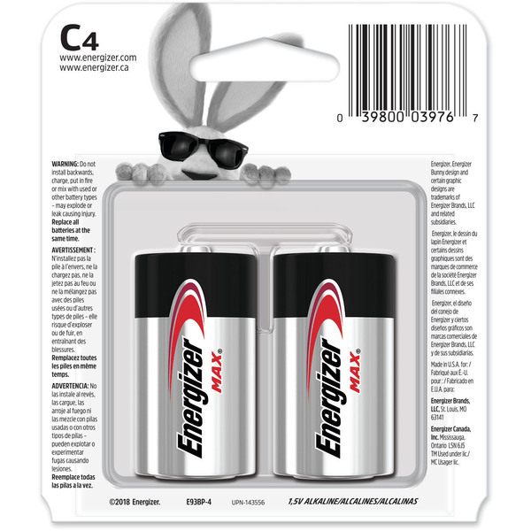 ENERGIZER Max C Alkaline Battery 4 Pack