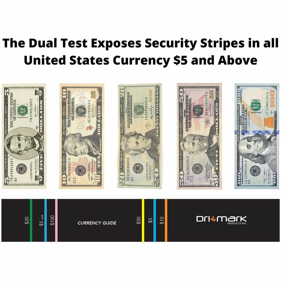 Dri Mark Counterfeit Dual Detector Pen - Ultraviolet, Watermark, Ink - Black, Green - 6 / Pack