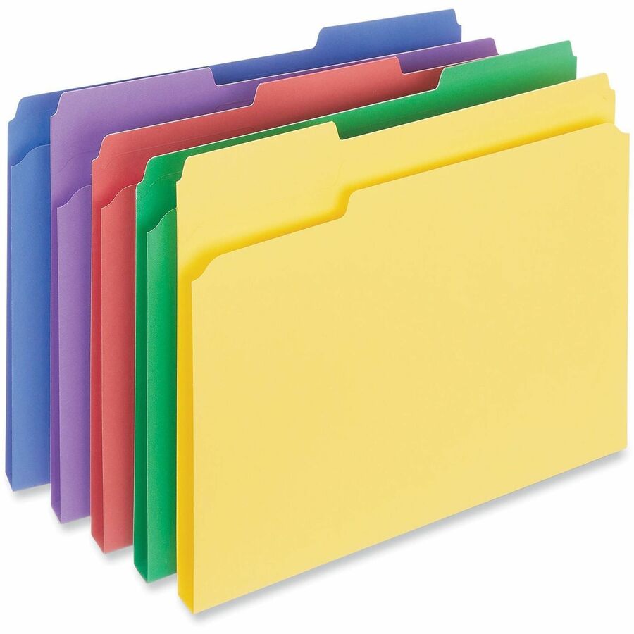 Universal 1/3 Tab Cut Letter Top Tab File Folder - 1" Expansion - Assorted Tab Position - 11 pt. - Stock - Assorted - 100 / Box