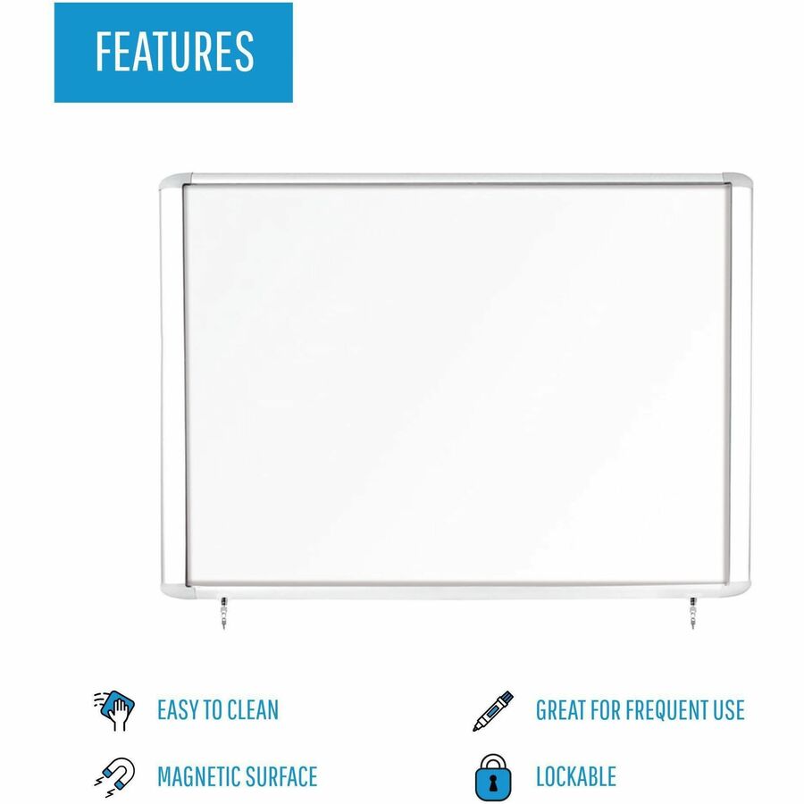 MasterVision Water-Resistant Enclosed Dry-Erase Board - 40" (3.3 ft) Width x 38.3" (3.2 ft) Height - White Lacquered Steel Surface - Anodized Aluminum Aluminum Frame - Rectangle - Magnetic - 1 Each