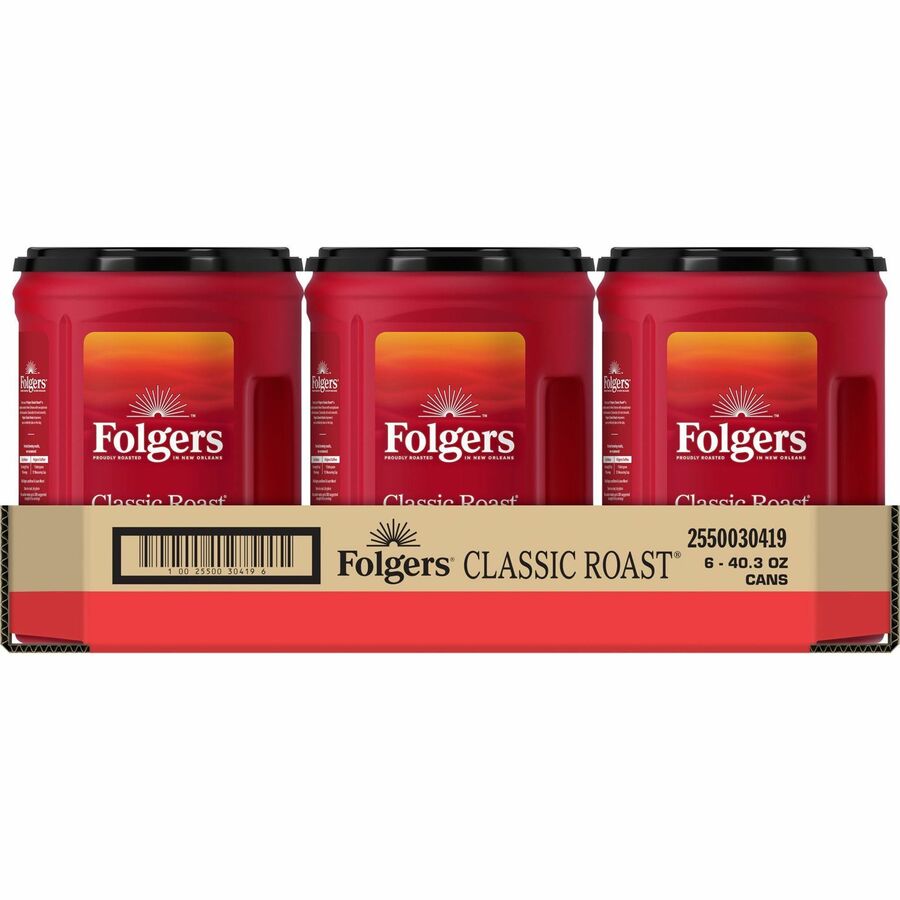 Folgers Ground Canister Classic Roast Coffee - Medium - 6 / Carton