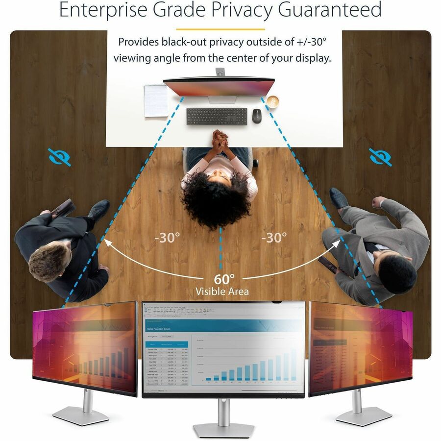 StarTech 27-inch 16:9 Gold Monitor Privacy Screen, Reversible Filter w/Enhanced Privacy, Screen Protector/Shield, +/- 30&deg; View Angle