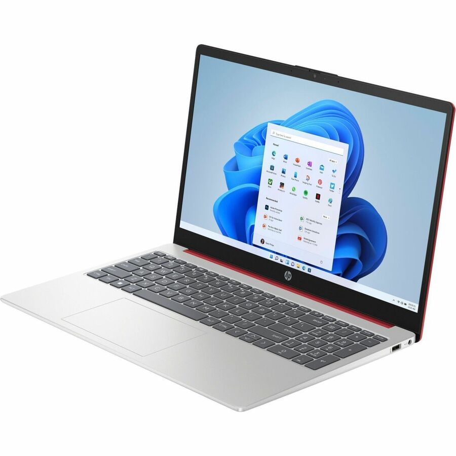 Refurbished HP 15.6-inch laptop in Scarlet Red with Intel N200 processor and HD display — alternate view 1