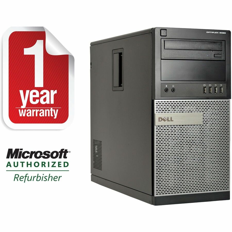 Refurbished Dell 9020 mid tower business desktop with Core i7, 16 GB RAM, and 512 GB SSD — alternate view 1
