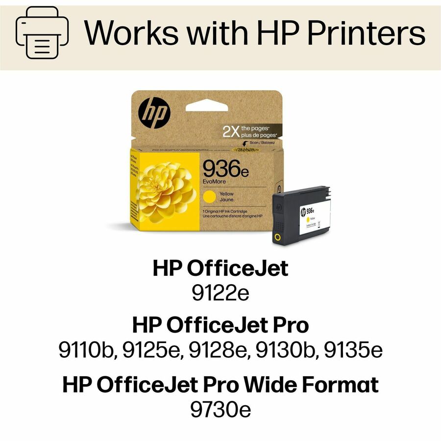 HP EvoMore 936e Original High Yield Inkjet Ink Cartridge - Yellow - 1 Each - 1650 Pages