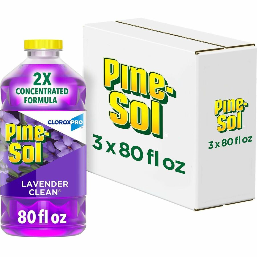 Pine-Sol Multi-Surface Cleaner - For Multi Surface - Concentrate - Liquid - 80 fl oz (2.5 quart) - Lavender Scent - 3 / Carton - Deodorize, Disinfectant, Dilutable - Purple