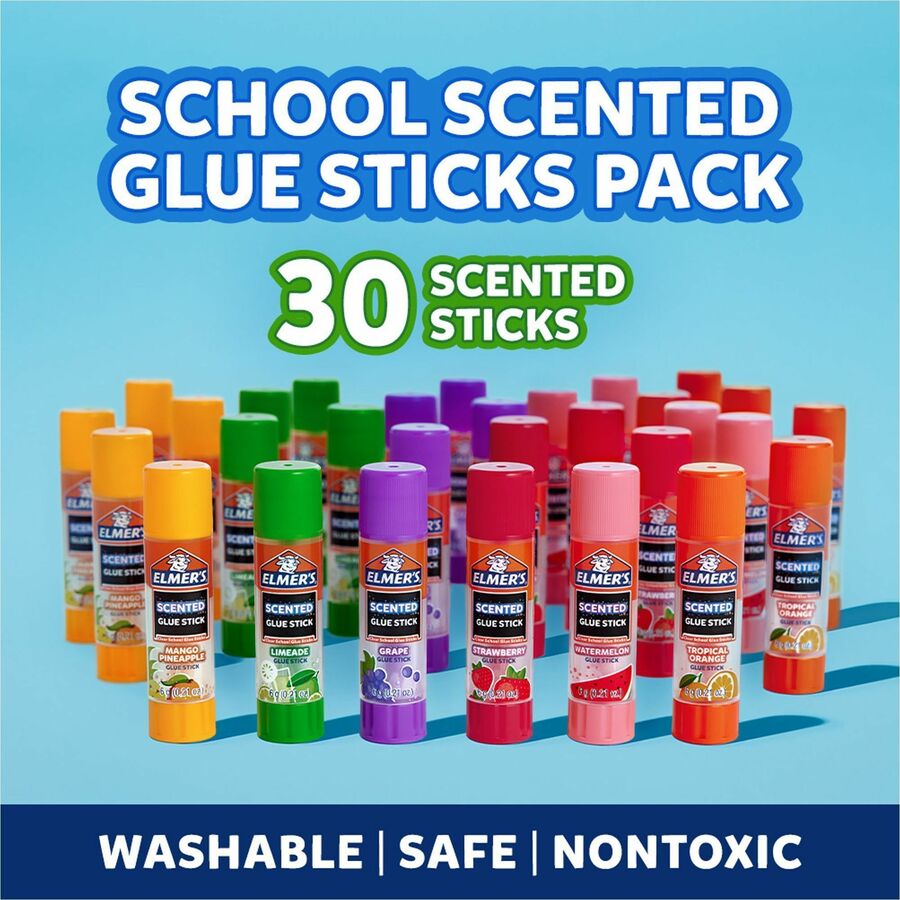 Elmer's Scented Glue Sticks - 0.21 oz - 30 / Box - Tropical Mix
