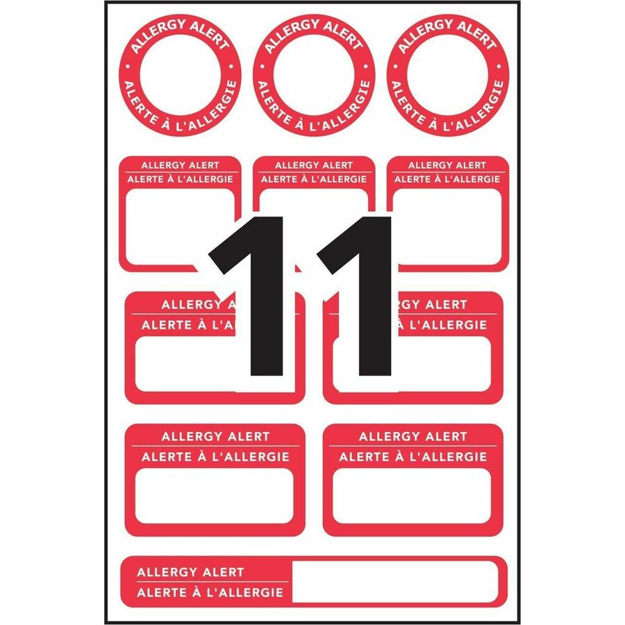 Avery Write-On Allergy Alert Labels - Waterproof - "Allergy Alert" - 4" Width x 6" Length - Permanent Adhesive - Assorted - White - Red Border - 44 / Pack - Write-on Label, Durable, Freezer Safe, Dishwasher Safe, Microwave Safe, Peel & Stick - ID & Specialty Labels - AVE02380