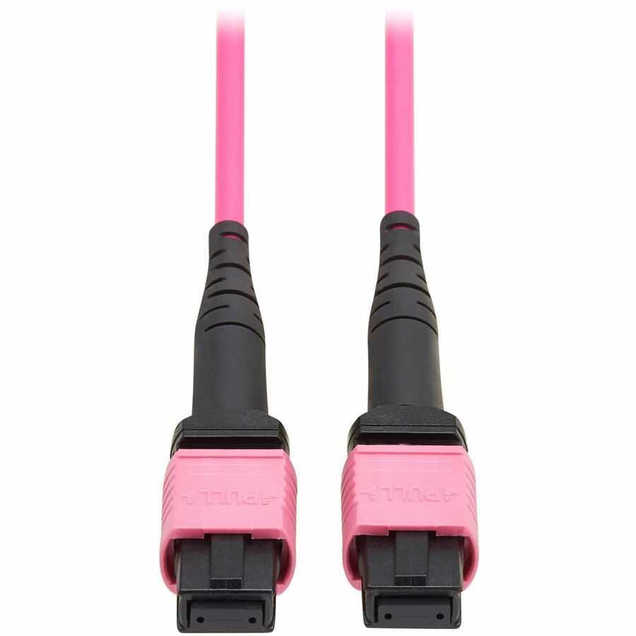 Eaton Tripp Lite Series 100G Multimode 50/125 OM4 Fiber Optic Cable (12F MTP/MPO-PC F/F), OFNP, Magenta, 5 m (16.4 ft.), TAA