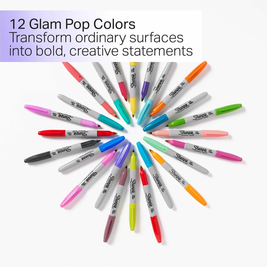 Sanford Glam Pop Permanent Markers - Fine Marker Point - Assorted - 34 / Pack
