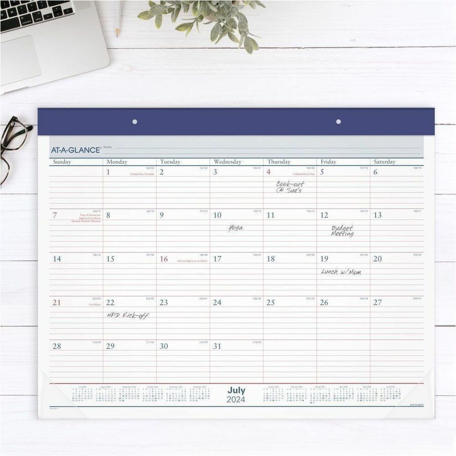 AtAGlance Academic 20242025 Two Color Monthly Desk Pad Calendar