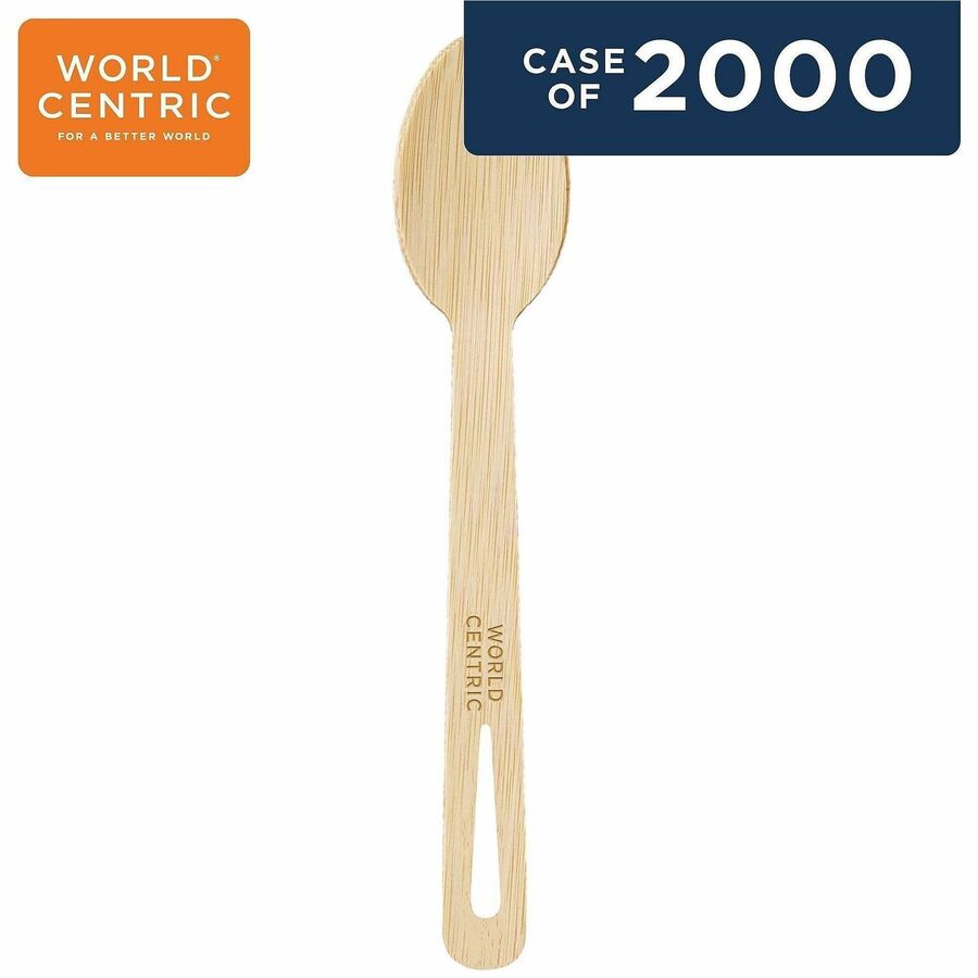 World Centric Compostable Bamboo Cutlery - Spoon - Spoon - Food - Bamboo - Natural - 2000 / Carton
