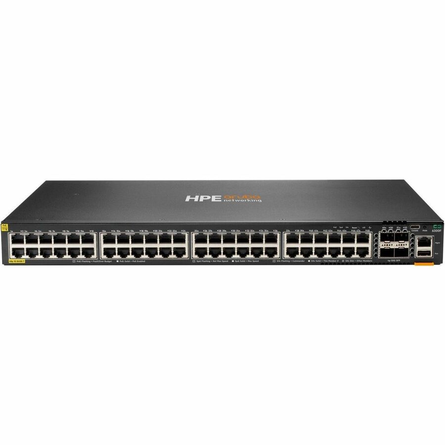 Aruba CX 6300F 48-port 1GbE Class 4 PoE and 4-port SFP56 Switch
