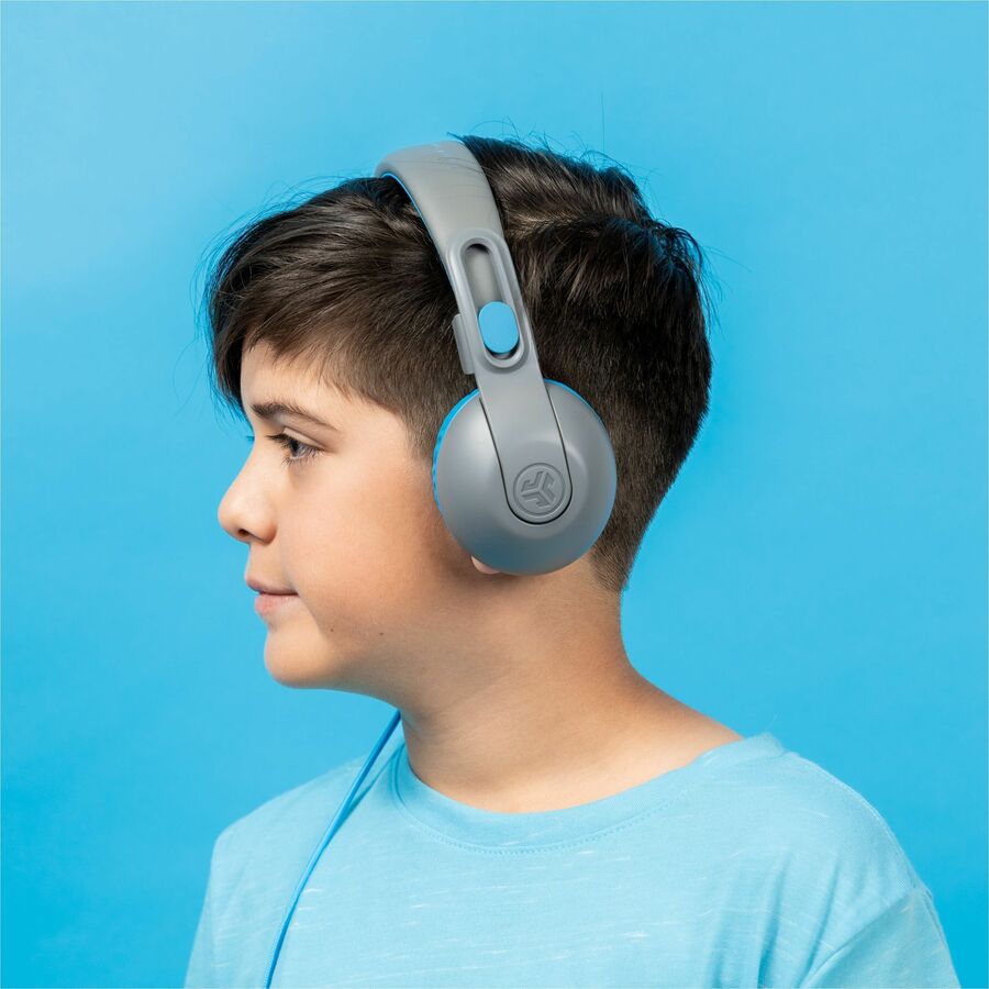 JLab JBuddies Studio 2 wireless over-ear headphones in gray and blue — alternate view 1