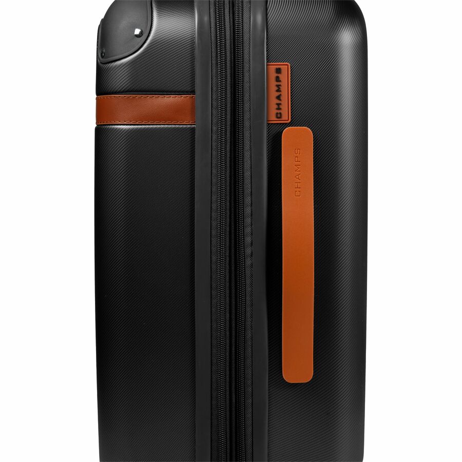 Black polycarbonate carry-on suitcase with spinner wheels for travel — alternate view 1