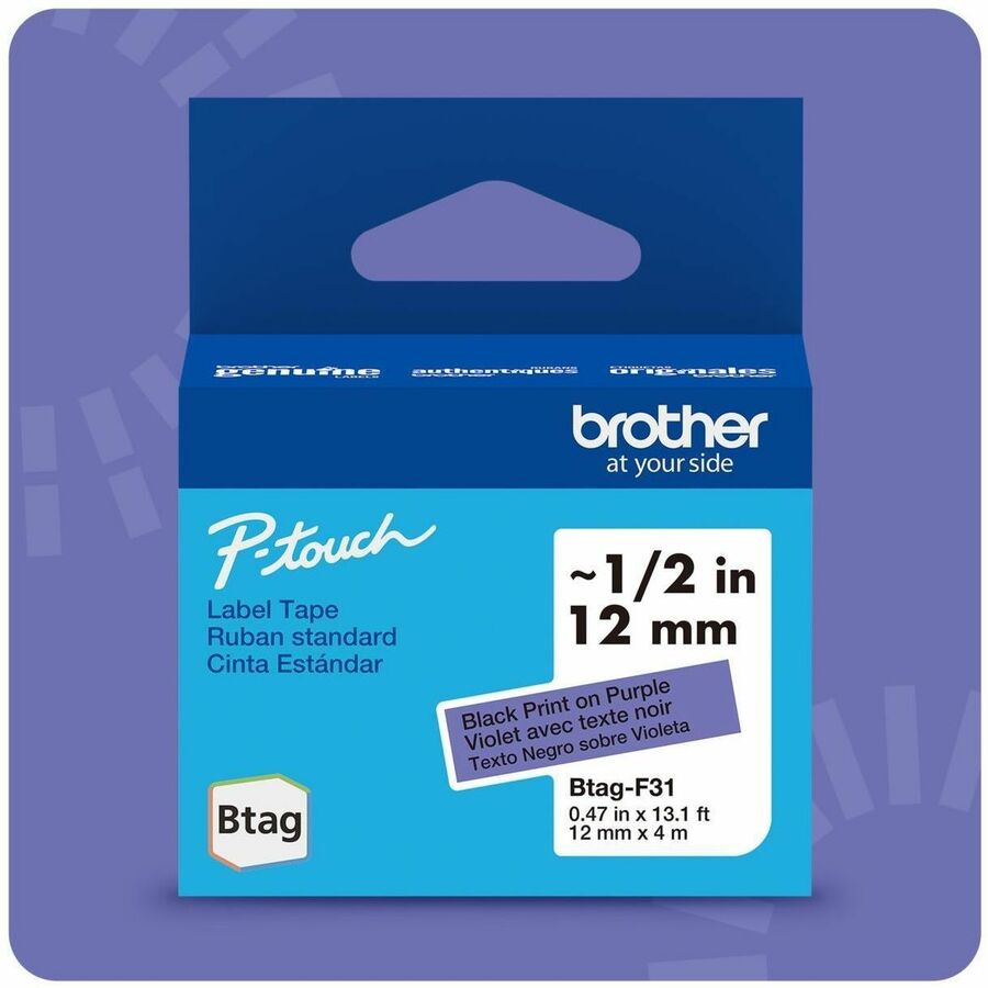 Brother P-touch BTAG-F31 Black on Purple Label Tape