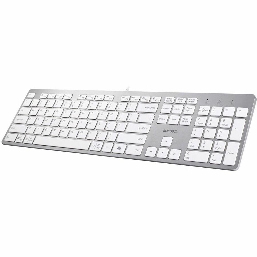 Clavier EasyTouch AKB-730UW - C&acirc;ble Connectivit&eacute; - USB Type C Interface - Fran&ccedil;ais (Canada) - Blanc Adesso