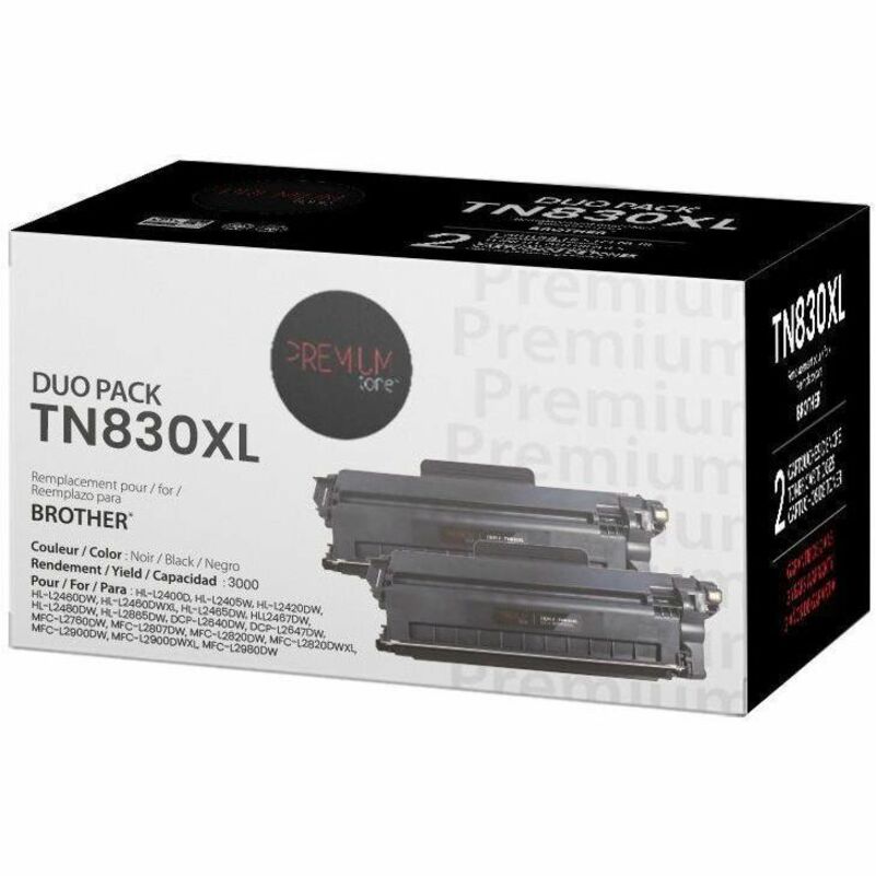 Premium Tone - Cartouche toner Laser - boîte - '-Alternative pourBrother (TN830XL) - Noir - 2 / emballage
