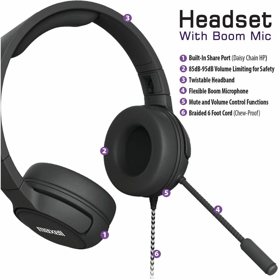 Maxell Kids Headset with Boom Mic