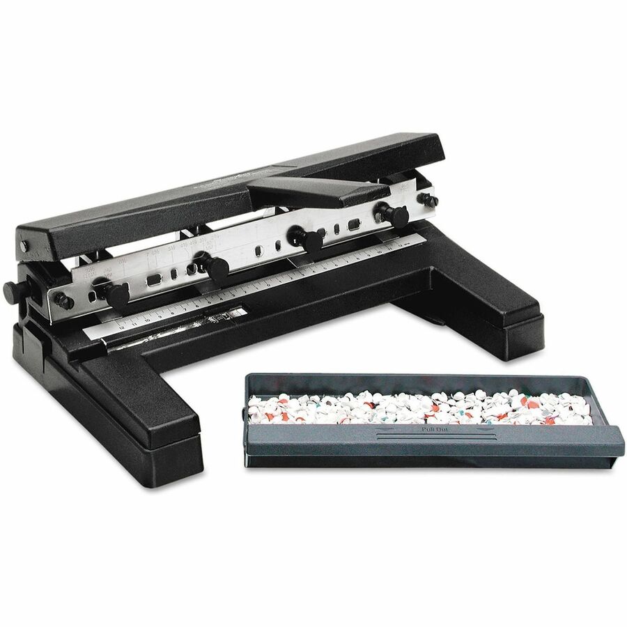 Swingline 2-4 Holes Heavy-Duty Paper Punch - 40 Sheet - 9" , 32" Punch Size - Die-cast Steel - Black - Kennedy Office