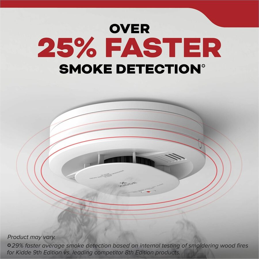 Kidde Smoke Alarm - 85 dB - Visual, Audible - Surface Mount, Wall Mountable, Ceiling Mountable - Red, Green, Amber - White