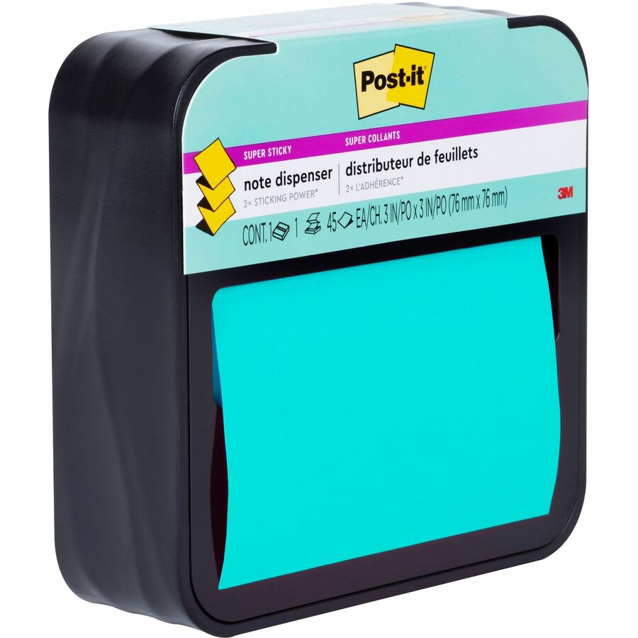 Post-it&reg; - Distributeur de notes adh&eacute;sives 3 po x 3 po, motif ondul&eacute; - Noir
