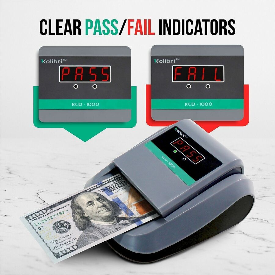 Cassida KCD-1000 Counterfeit Money Detector - Ultraviolet, Magnetic Ink, Infrared, Watermark - 0.5 Second - Gray - 1 / Each