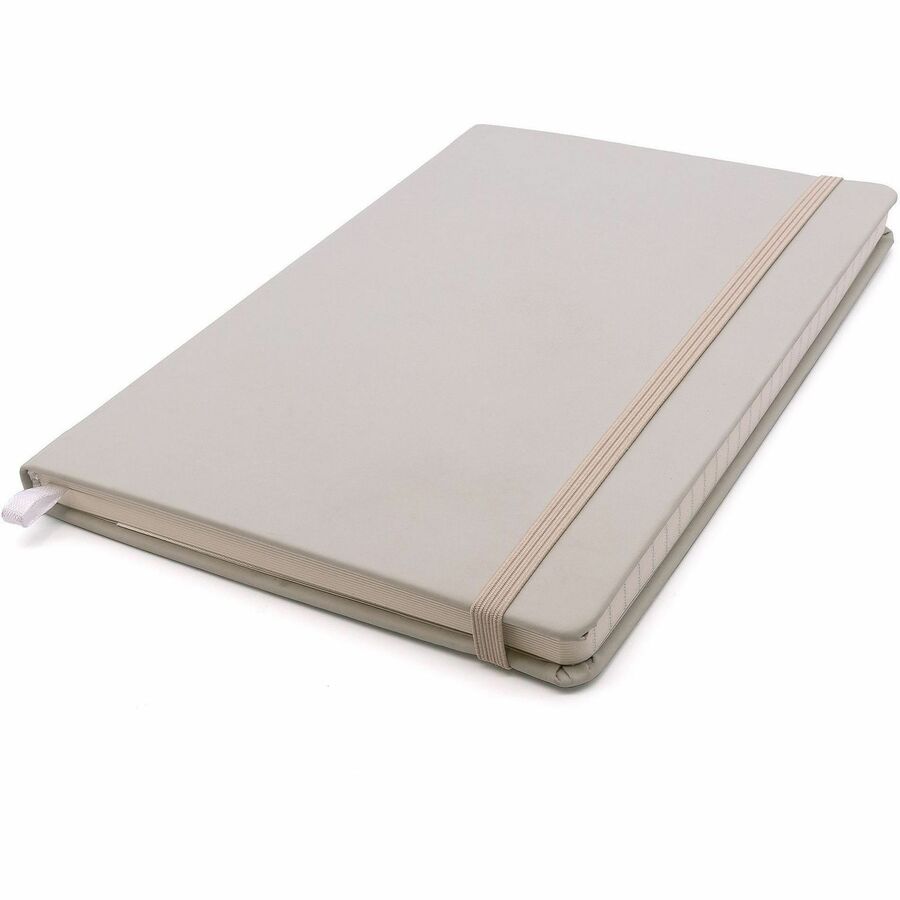 Pukka Pads Signature Notebook - 1 Subject(s) - 96 Sheets - 192 Pages - Casebound/Sewn - College Ruled Front Ruling - Ruled Margin - 80 g/m² Grammage - A5 - 5 7/64" x 8 1/5" Sheet Size - Cream Paper - Oatmeal Vegan Leather Cover - Soft Cover, Note Sec