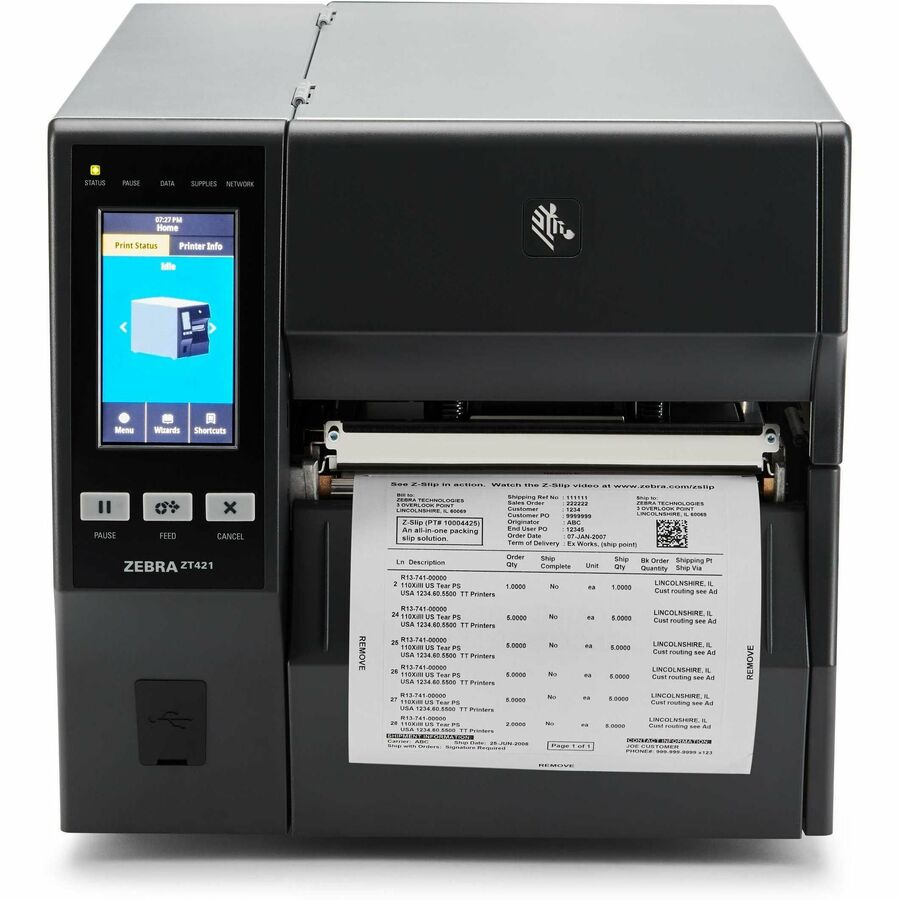 Zebra ZT421 Industrial Direct Thermal/Thermal Transfer Printer - Monochrome - Label Print - Ethernet - USB - Serial - Bluetooth 5.3 - Wireless LAN - Near Field Communication (NFC)