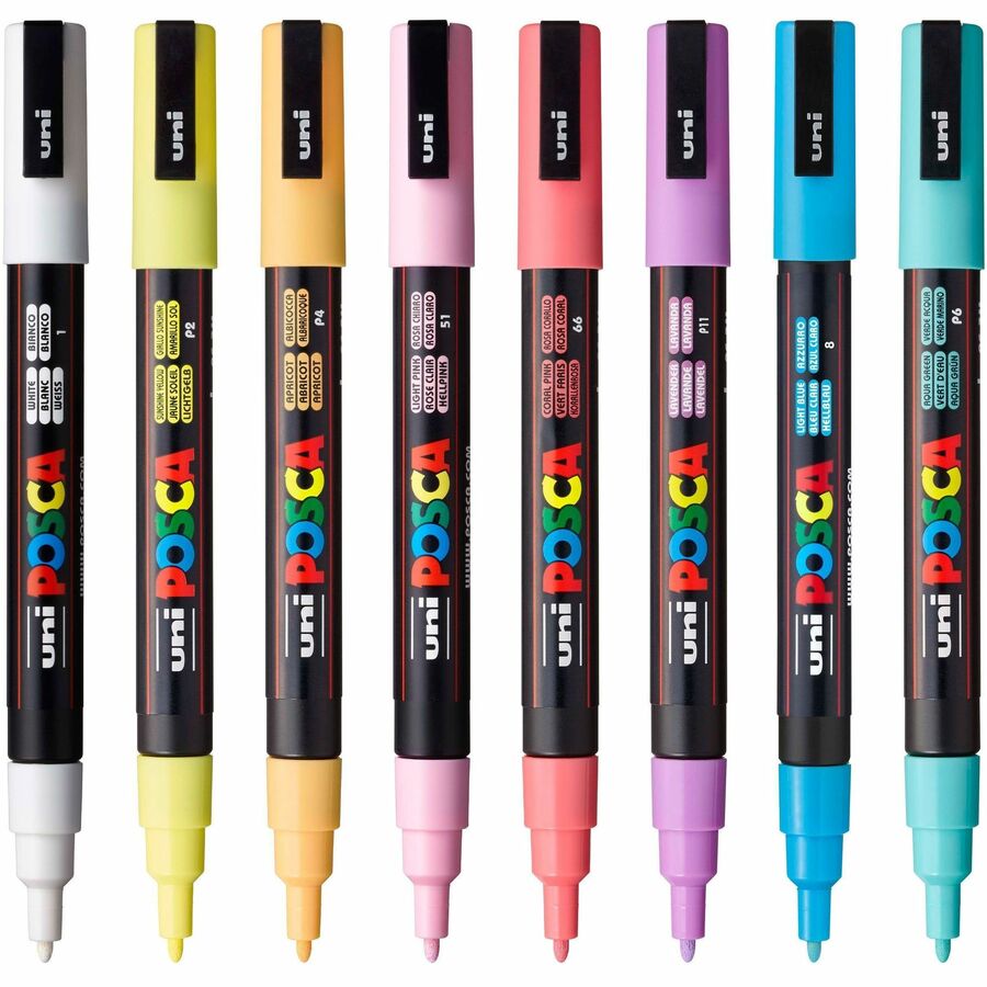 uni&reg; POSCA PC-3M, Soft Colors Water-Based Paint Markers (8 Pack)