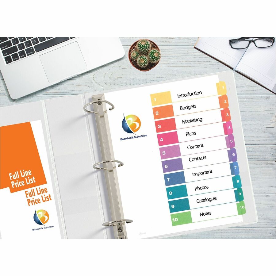 Avery® Ready Index Custom TOC Binder Dividers - 10 x Divider(s) - 1-10, Table of Contents - 10 Tab(s)/Set - 8.50" Divider Width x 11" Divider Length - 3 Hole Punched - White Paper Divider - Multicolor Paper Tab(s) - Index Dividers - AVE11135