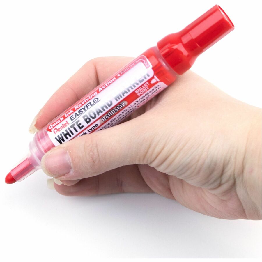 Pentel Easyflo White Board Marker, Bullet Point, (6.0mm) Red Ink
