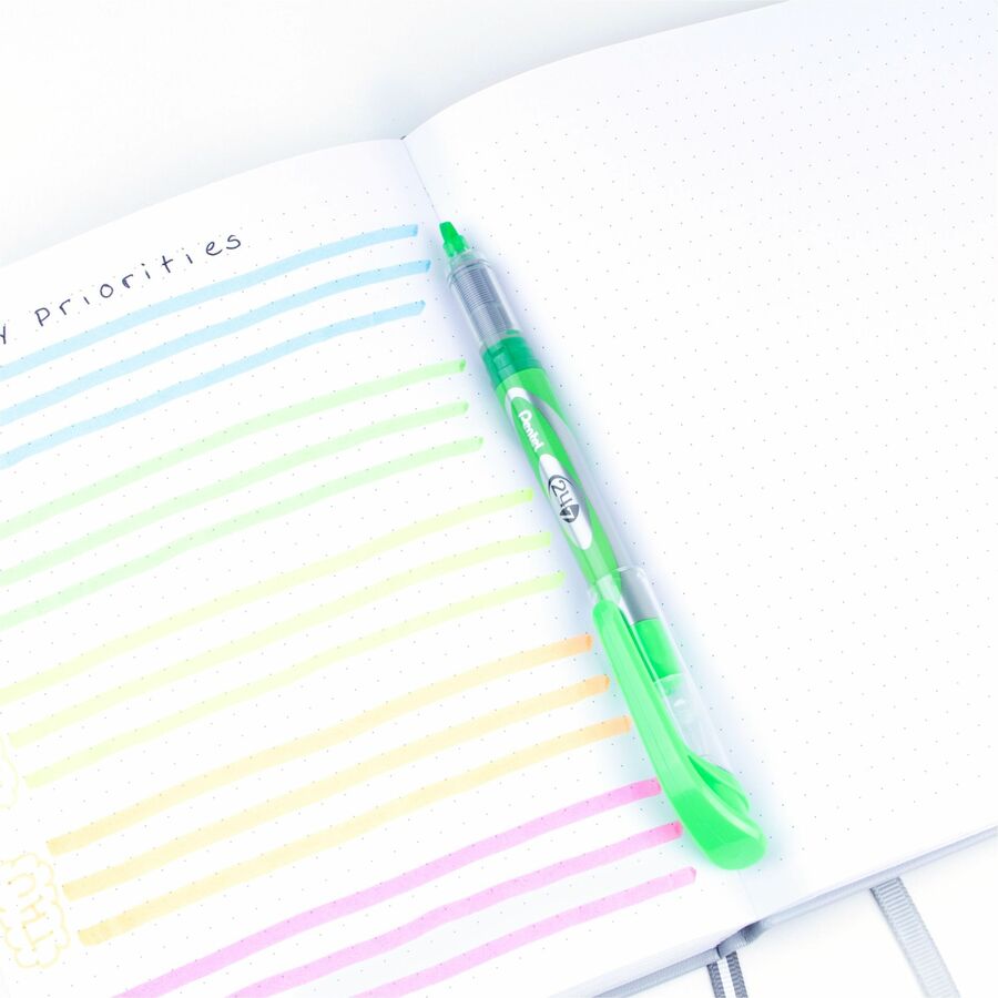 Pentel 24/7 Liquid Highlighter, Chisel Tip, Light Green Ink