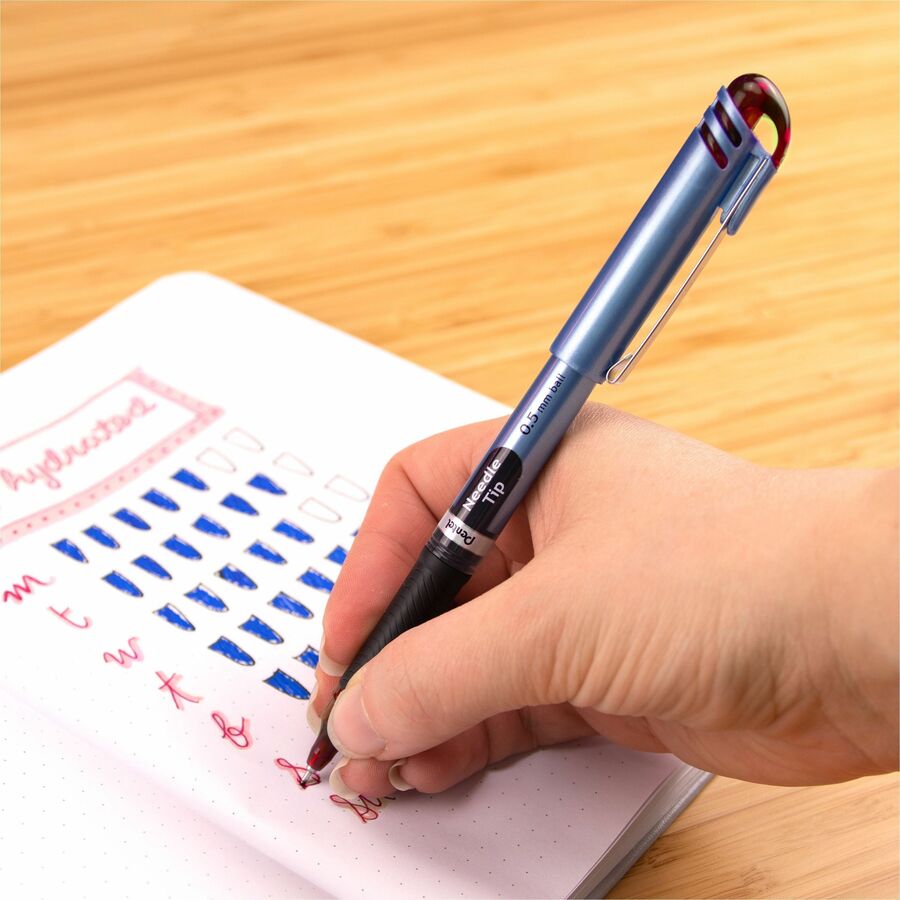Pentel EnerGel Liquid Gel Pen, (0.5mm) Needle Tip, Red Ink