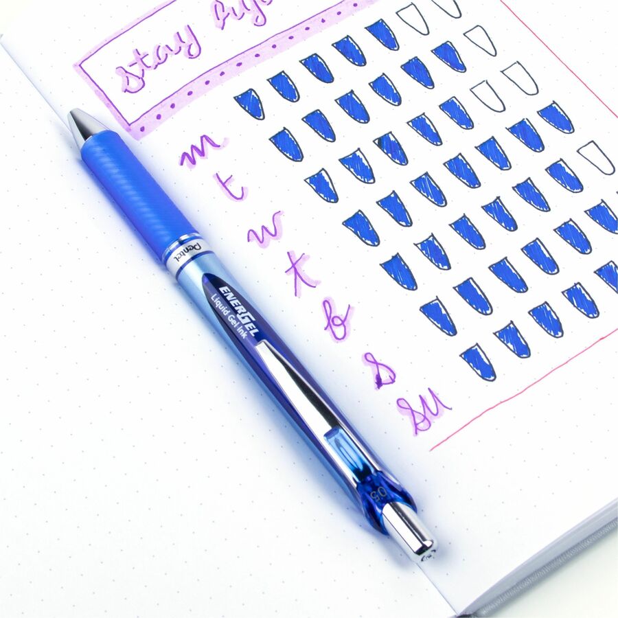 Pentel EnerGel Retractable Liquid Gel Pen, (0.5mm) Needle Tip, Blue Ink