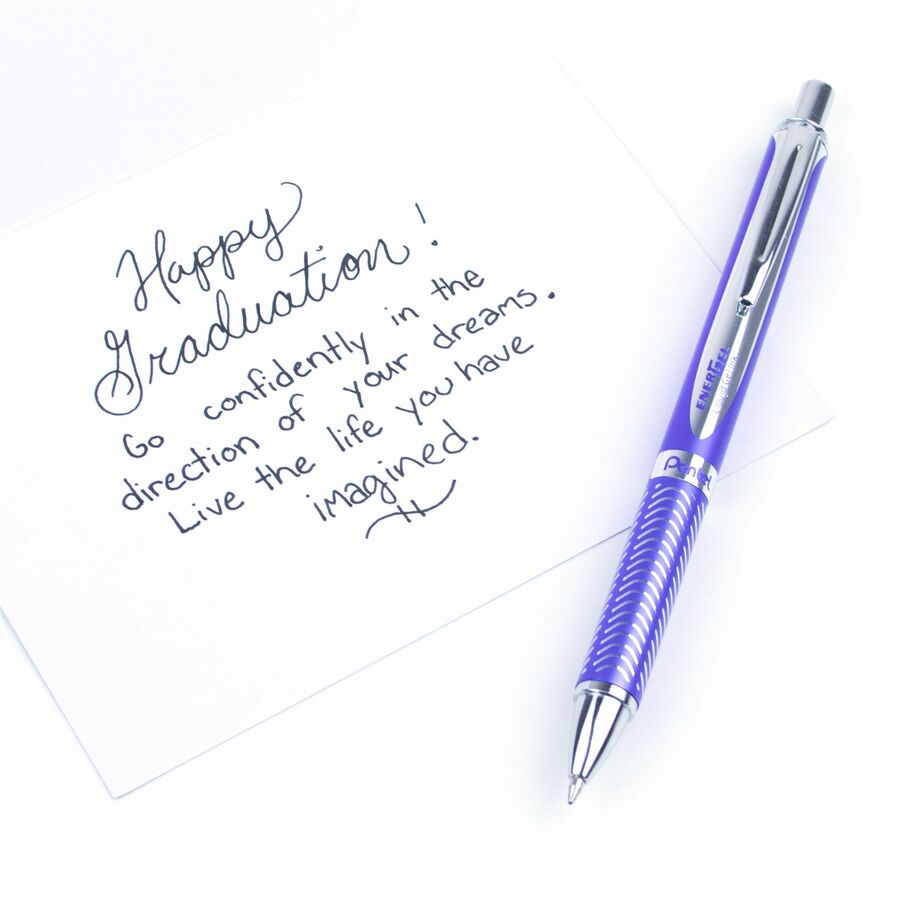 Pentel EnerGel Alloy Retractable Premium Liquid Gel Pen, (0.7mm) Metal Tip, Violet Barrel, Violet Ink