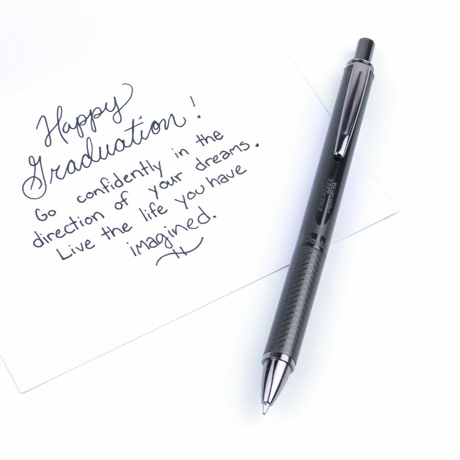 Pentel EnerGel Alloy Retractable Premium Liquid Gel Pen, (0.7mm) Brown Barrel, Black Ink