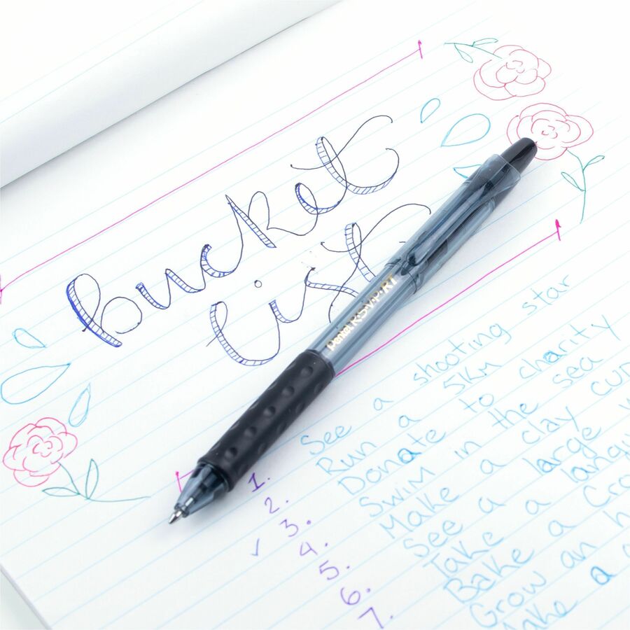 Pentel R.S.V.P. RT Colours Retractable Ballpoint Pen, (1.0mm), Black Barrel, Black Ink