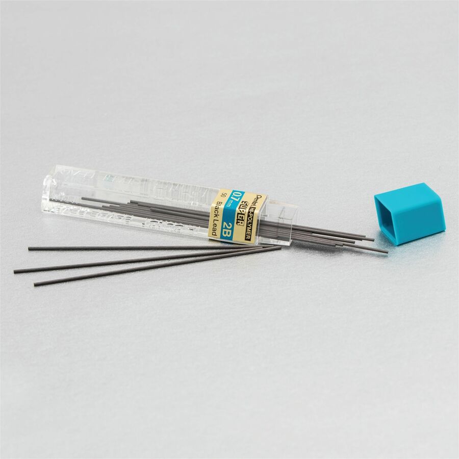 Pentel Super Hi-Polymer Lead Refills for Mechanical Pencils, 12 Leads Per Tube, 2B Grade, Dark Soft Lead For Sketching, 0.7mm Medium Point