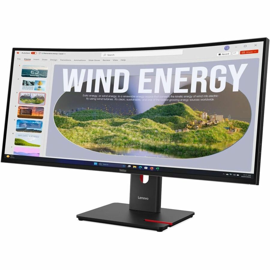 Lenovo ThinkVision P34WD-40 34" Class WQHD Curved Screen LED Monitor - 21:9 - Eclipse Black