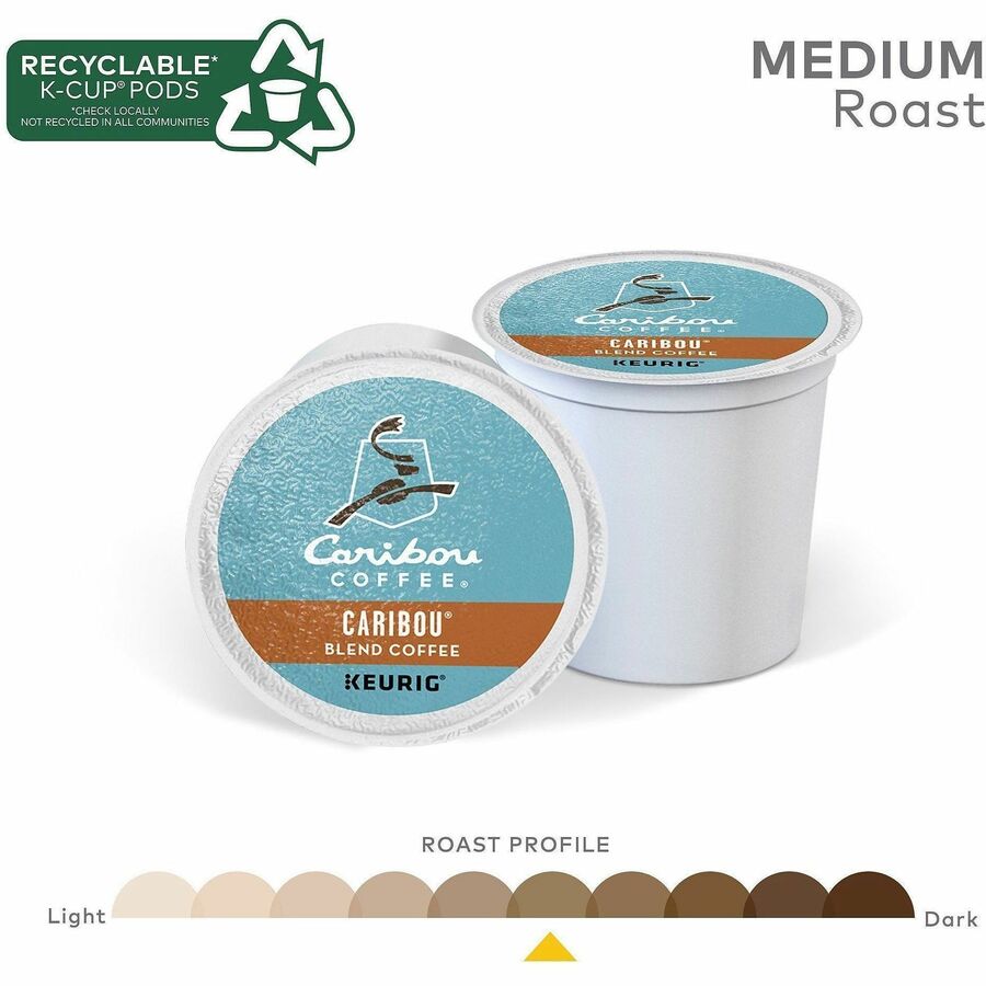 Caribou Coffee® K-Cup Blend Coffee - Compatible with Keurig K-Cup Brewer - 24 K-Cup - K-Cup - Caribou Blend - 4 / Carton