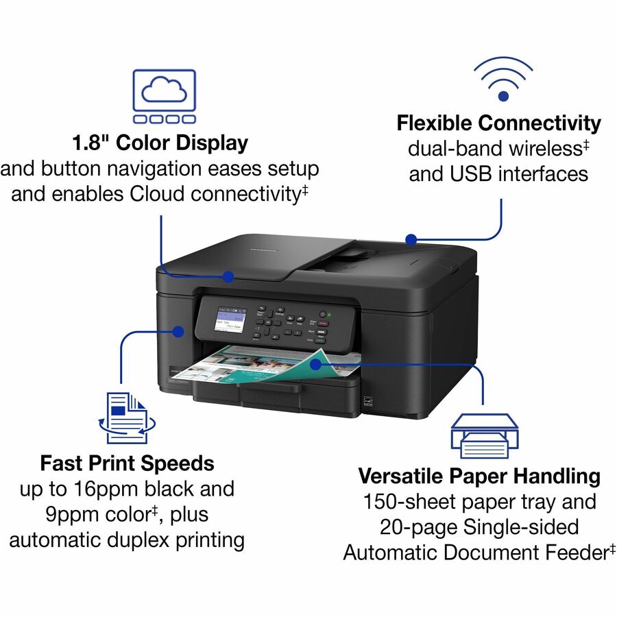 Brother Work Smart MFC-J1360DW Wired & Wireless Inkjet Multifunction Printer - Color - Black