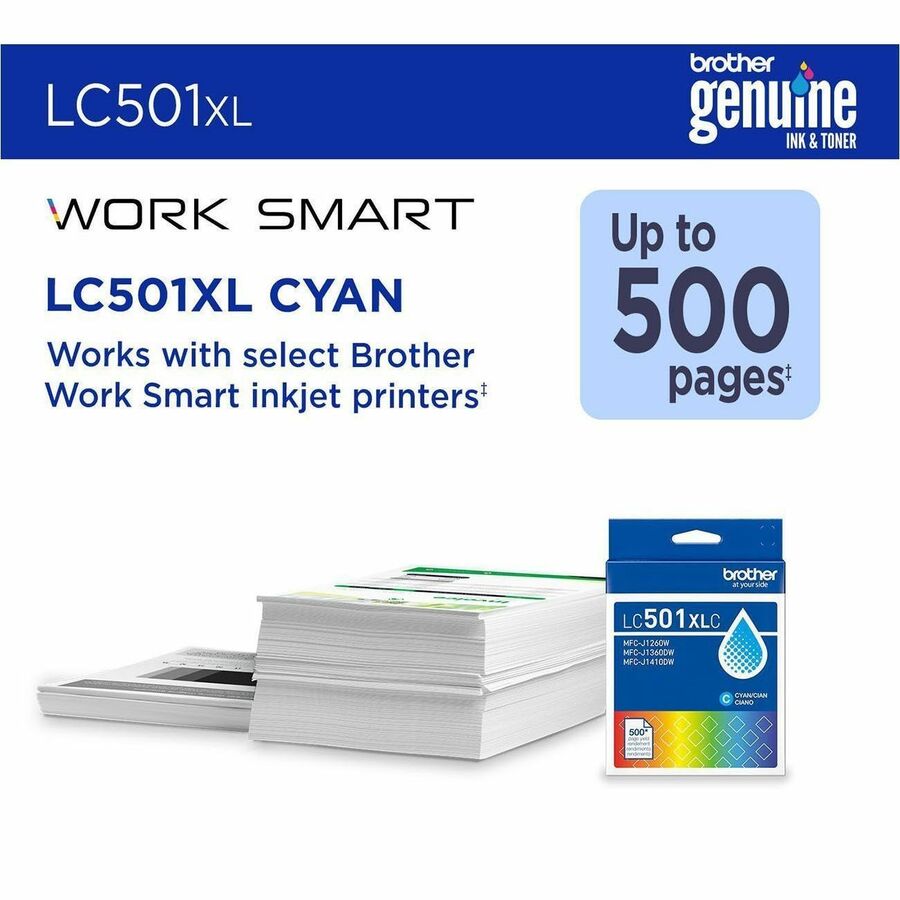 Brother LC501XLC Original High Yield Inkjet Ink Cartridge - Cyan - 1 Each